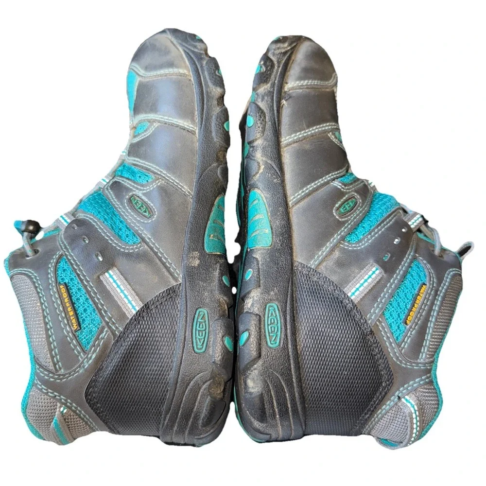 Keen Targee II Mid Waterproof Hiking Boots Teal Gray Unisex Youth Sz 4 Outdoors